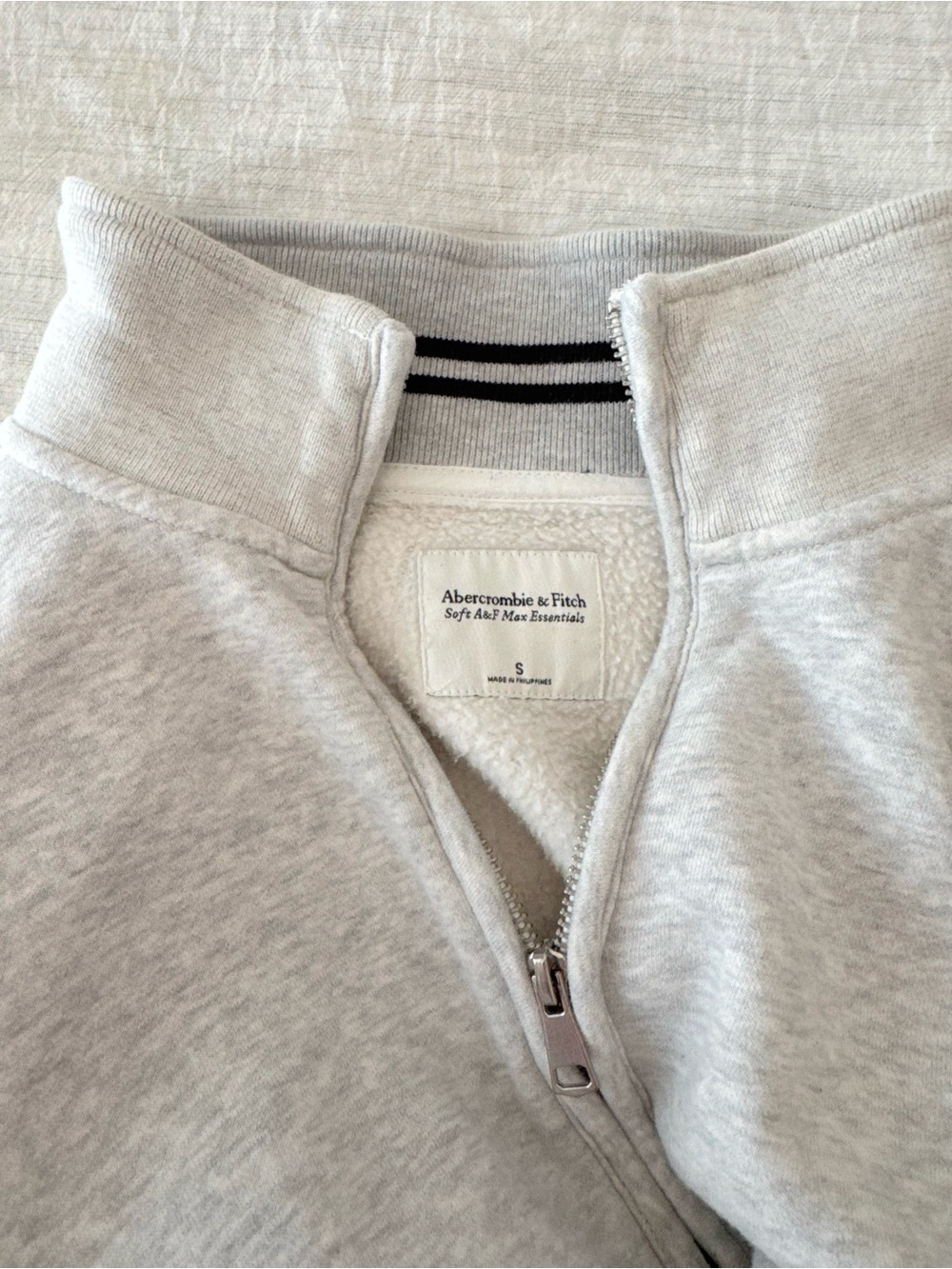 Abercrombie & Fitch Light Gray Zip-Up Quarter Sweater Pullover - Picture 3 of 3